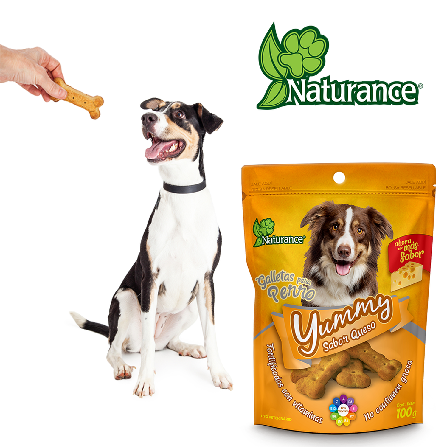 Yummy galletas para perro snacks Sabor Queso 100 grs de Naturance | G.Valkyria - imagen 3