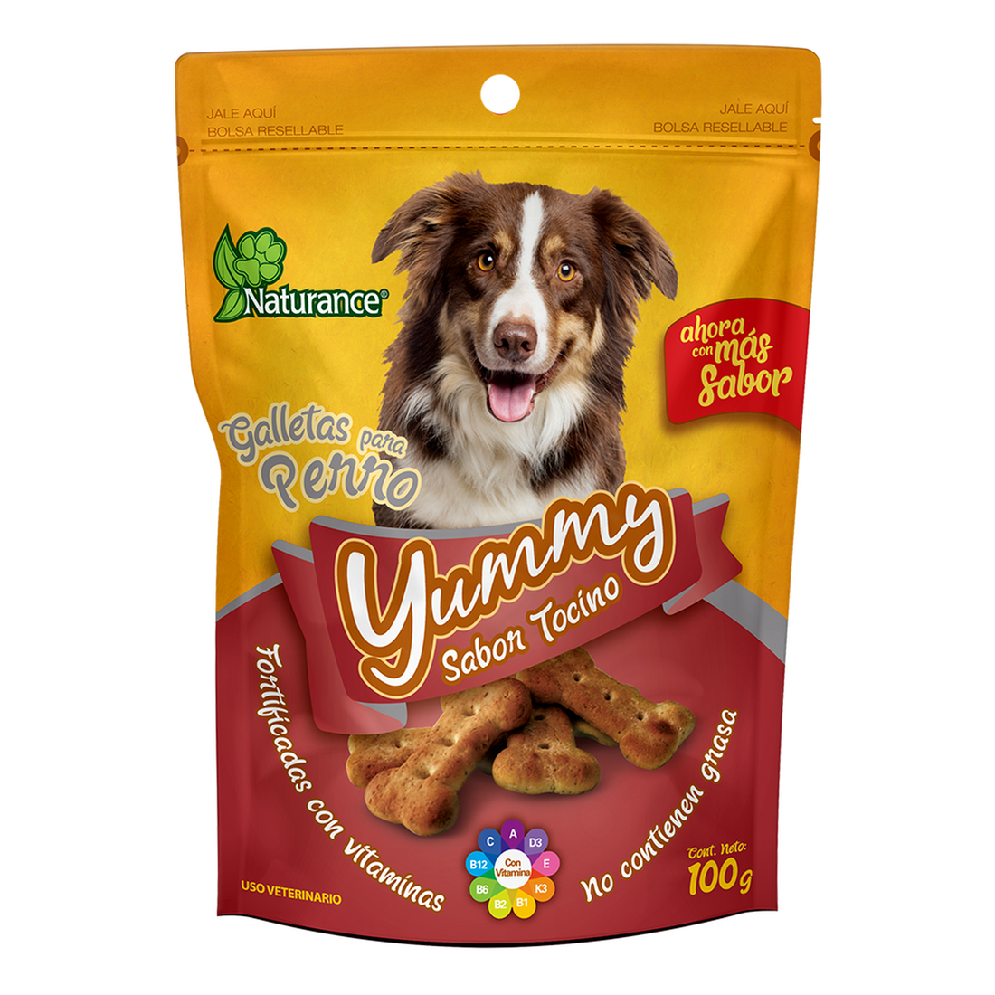 Yummy galletas para perro snacks Sabor Tocino 100 grs de Naturance | G.Valkyria - imagen 1