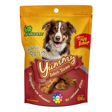 Yummy galletas para perro snacks Sabor Tocino 100 grs de Naturance | G.Valkyria - imagen 1