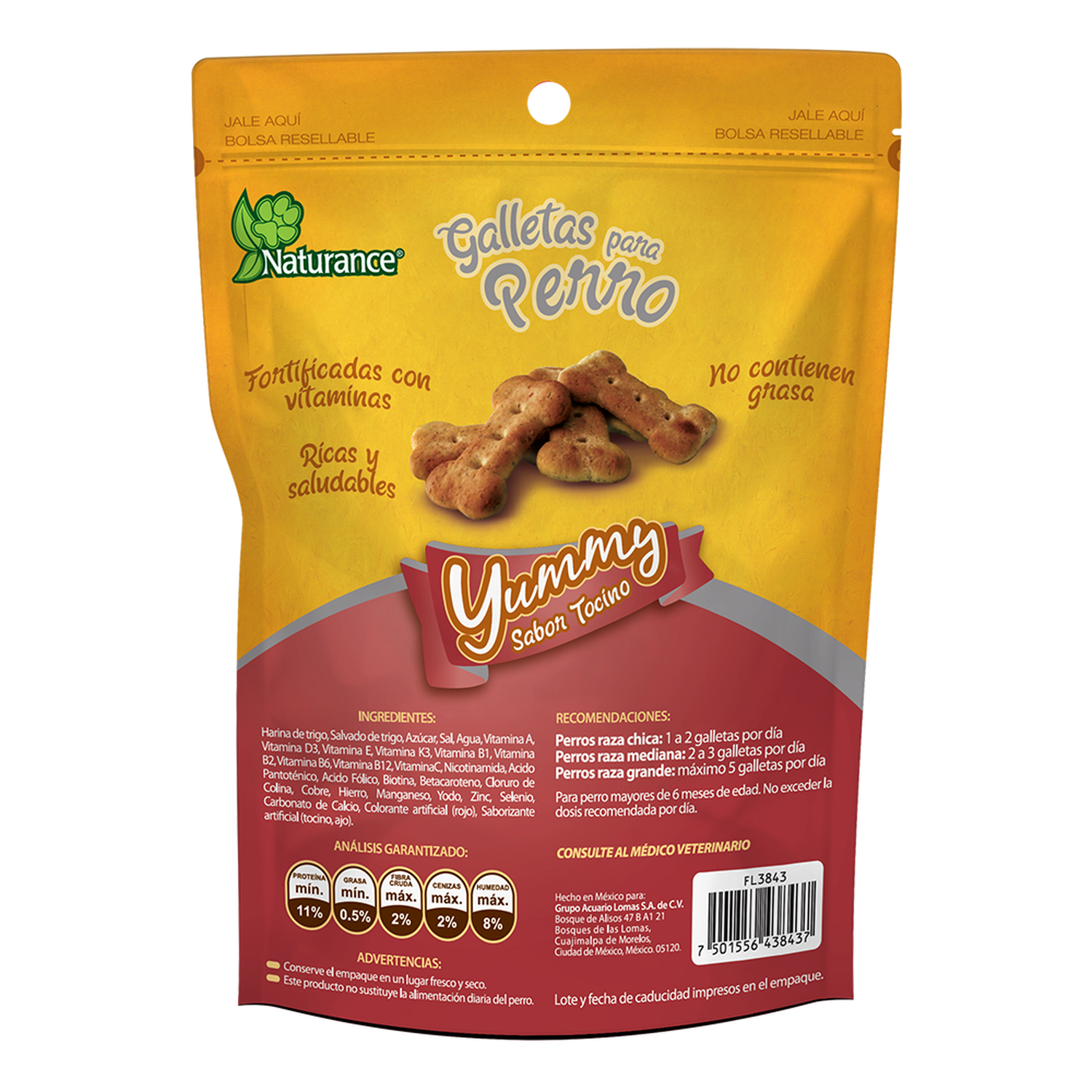 Yummy galletas para perro snacks Sabor Tocino 100 grs de Naturance | G.Valkyria - imagen 2