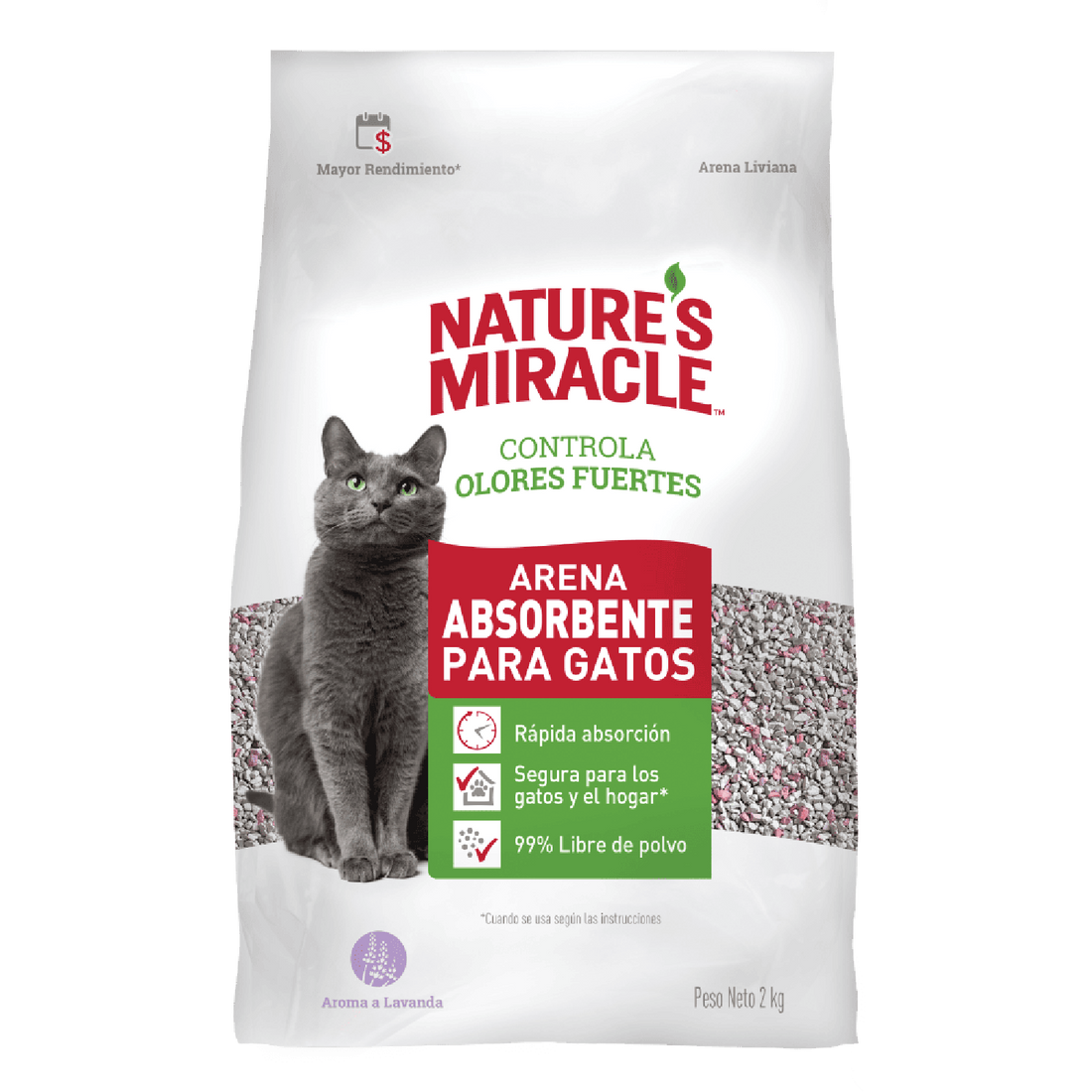 Nature's Miracle Arena Absorbente para Gatos Lavanda 2Kg | G.Valkyria - imagen 1