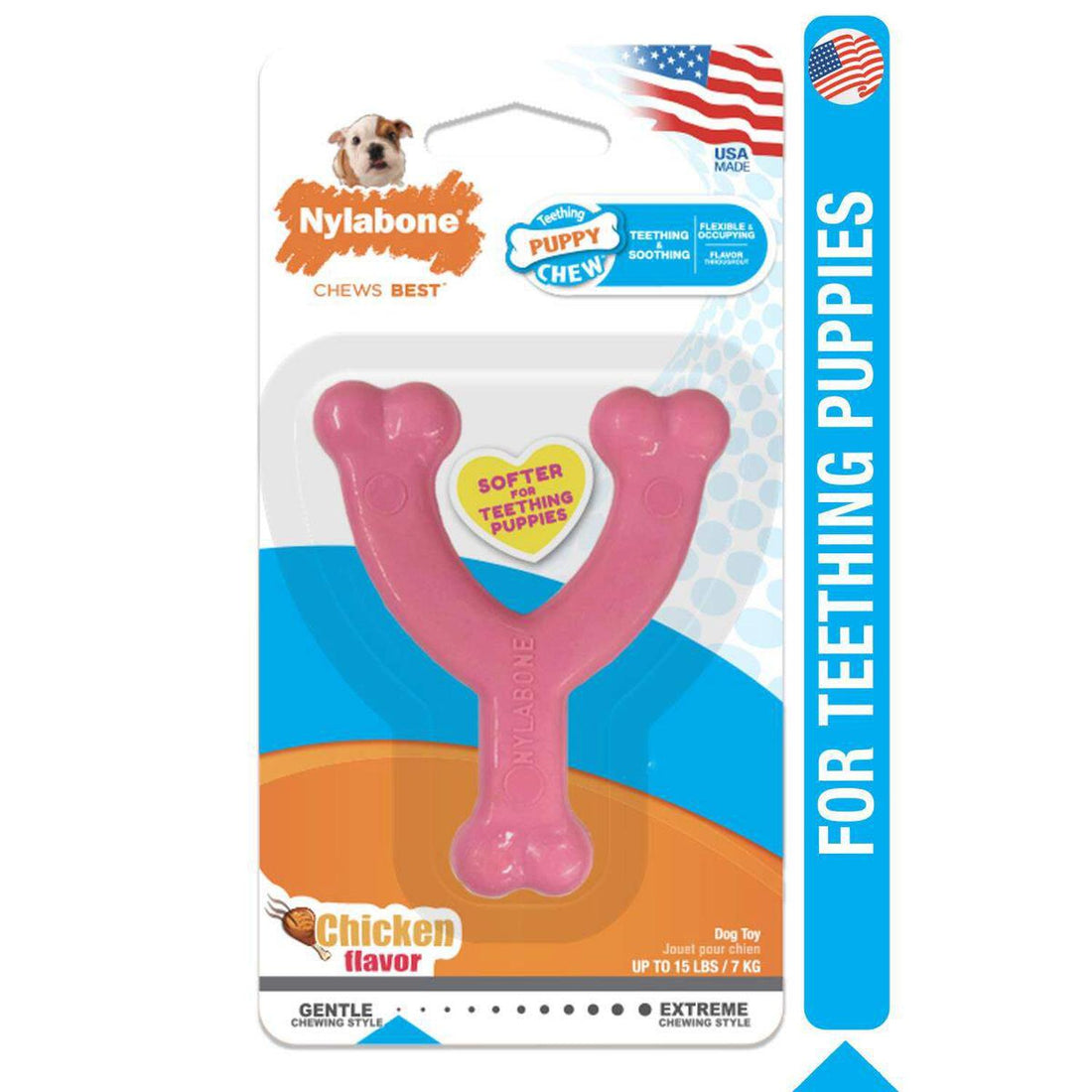 Juguete Hueso Nylabone Rosa Wishbone Puppy Chew, Pollo 7kg | G.Valkyria - imagen 1