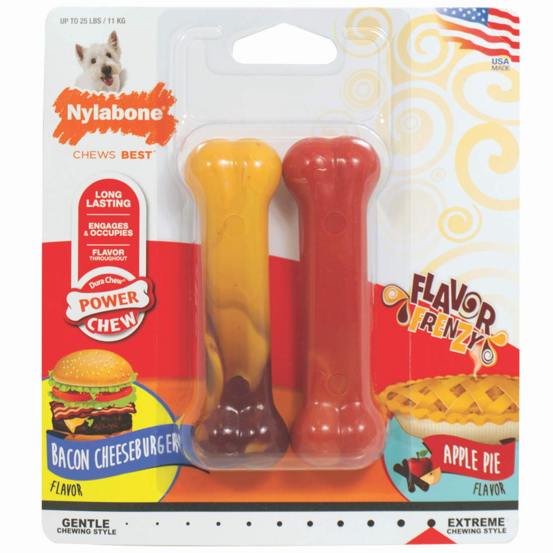 Juguete Huesos Nylabone Dura Power Chew Manzana 2pz 11kg | G.Valkyria - imagen 1