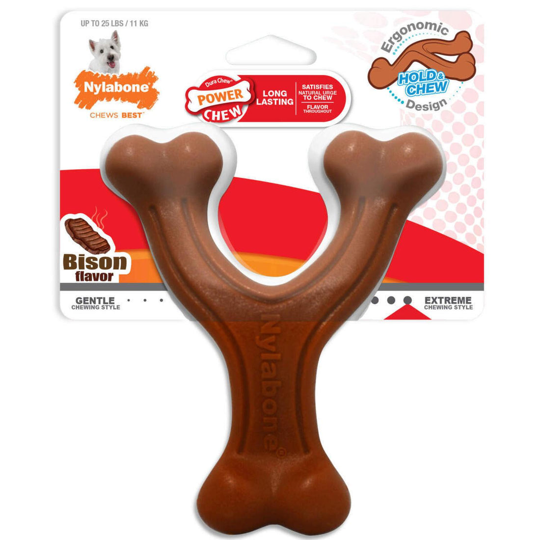 Juguete Nylabone perro Dura Power Chew Wishbone Bisonte 11kg | G.Valkyria - imagen 1