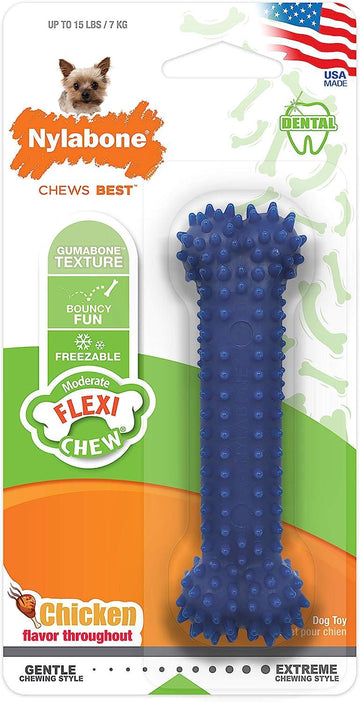Juguete Nylabone perro Flexi Chew Dental pollo 7kg medio | G.Valkyria - imagen 1