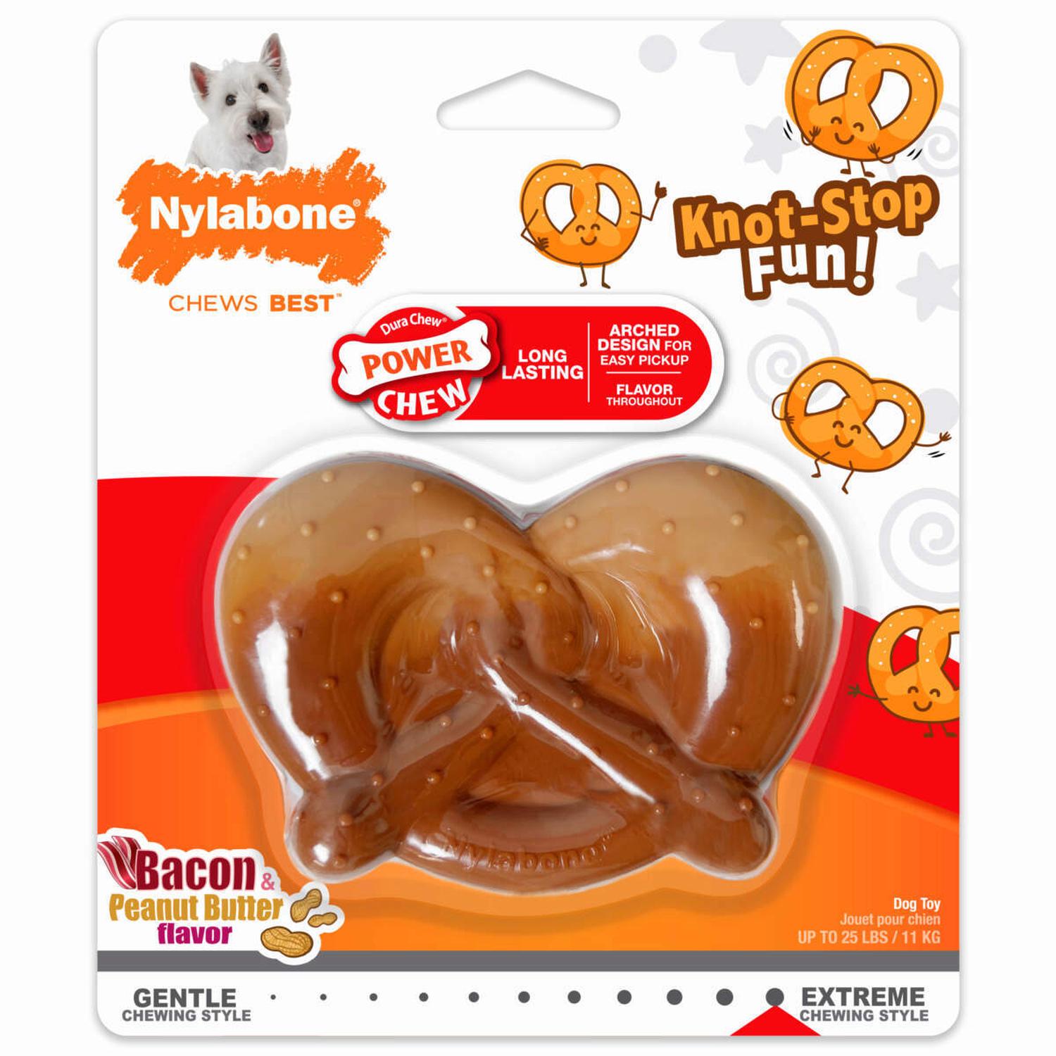 Juguete Nylabone perro Power Chew Pretzel Tocino Maní 11kg extreme | G.Valkyria - imagen 1