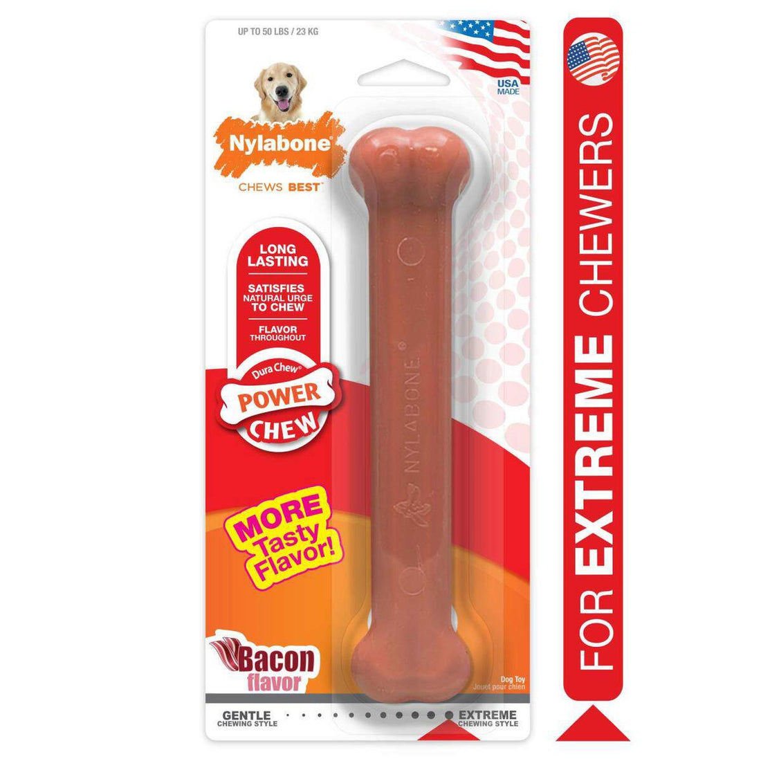 Juguete Nylabone perro Power Dura Chew Tocino 23kg extreme | G.Valkyria - imagen 1