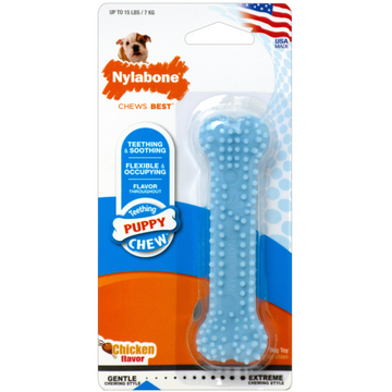Juguete Nylabone perro Puppy Chew Dental Bone Azul cachorro 7kg | G.Valkyria - imagen 1