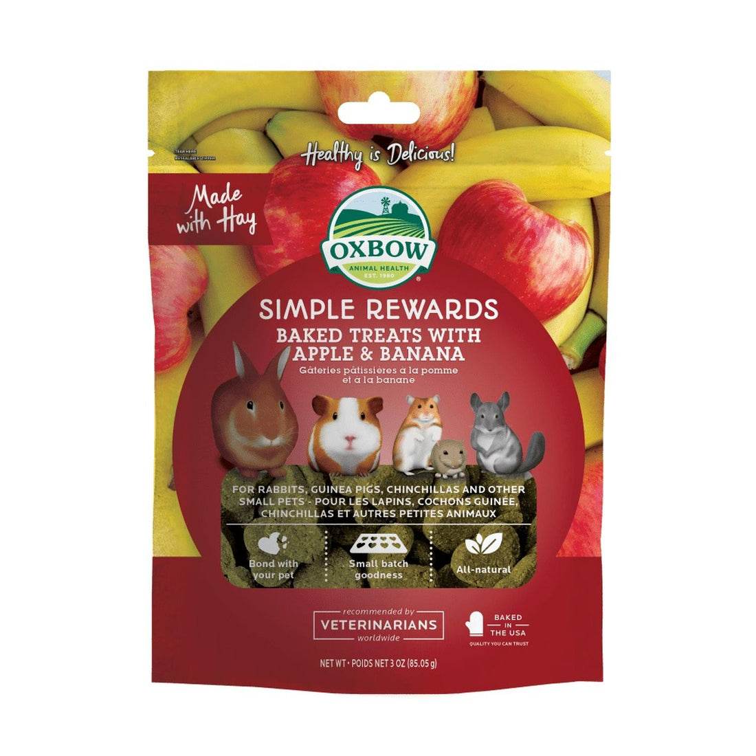 Oxbow Premios Horneados Manzana cuyo conejo chinchilla 3oz | G.Valkyria - imagen 1