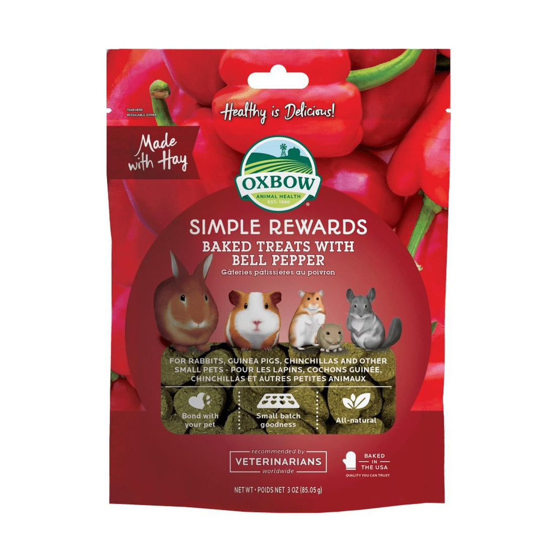Oxbow Premios Horneados Pimiento cuyo conejo chinchilla 3oz | G.Valkyria - imagen 1