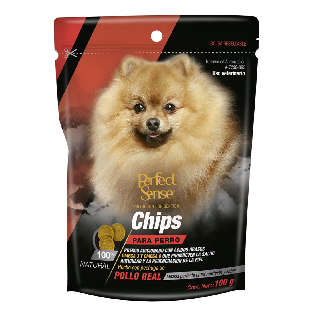 Perfect Sense premio natural pollo para perro chips 100 grs | G.Valkyria - imagen 1