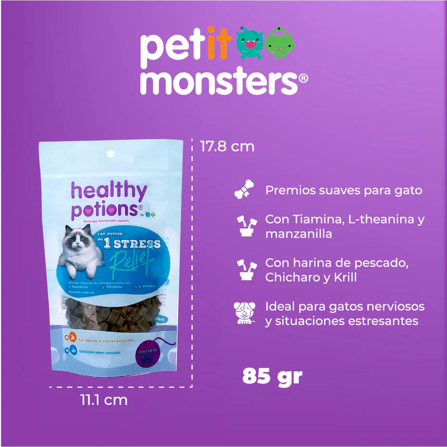 Healthy Potions no 1 Stress Relief premio para gatos 85 gr de Petit Monsters | G.Valkyria - imagen 4