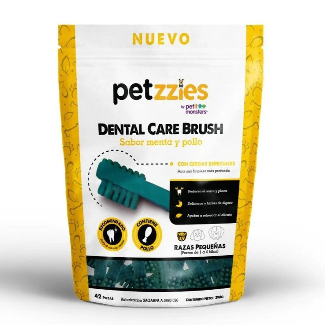 Petit Monster Petzzies Cepillo dental para perro pollo menta de Petit Monsters | G.Valkyria