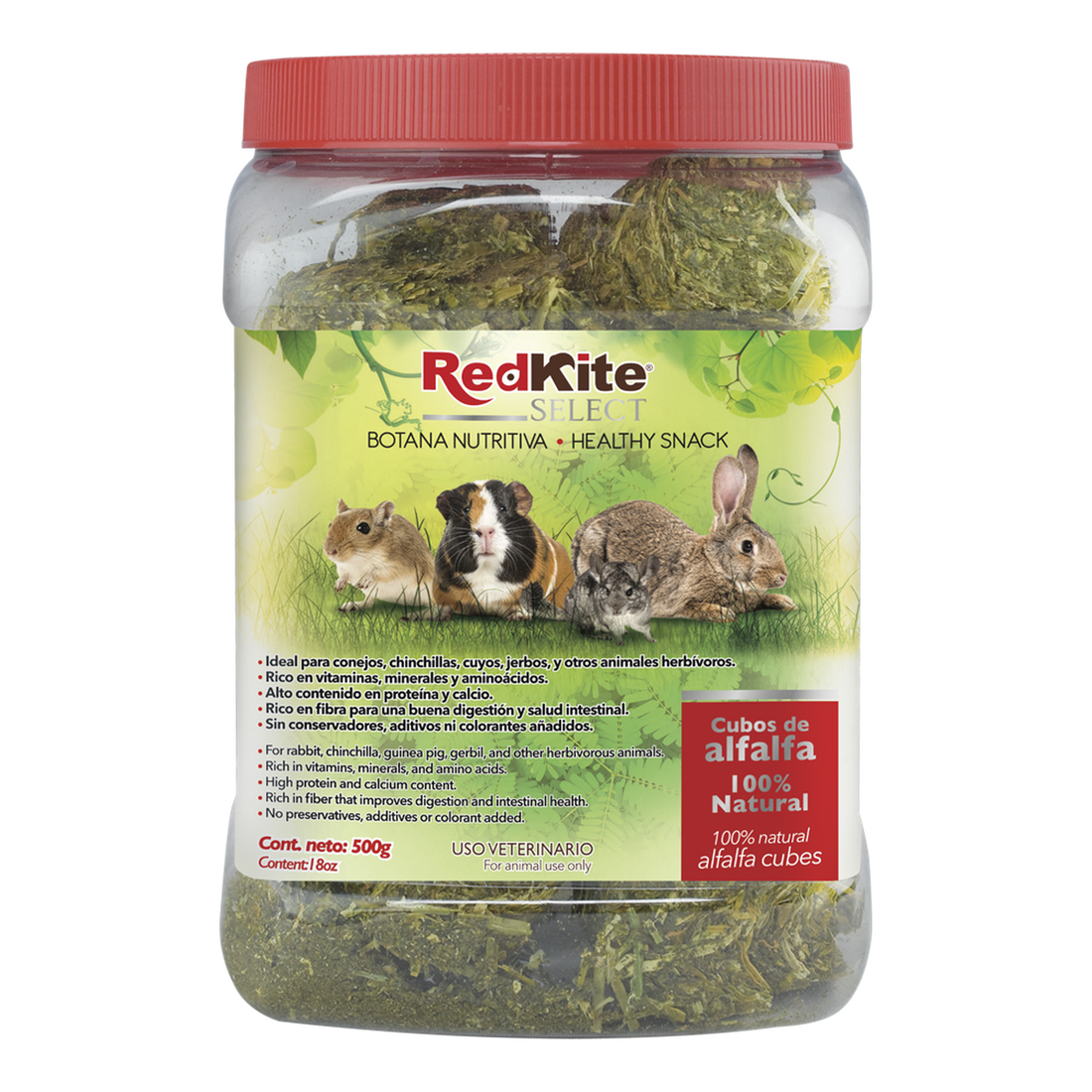 Cubos De Alfalfa conejos, chinchillas, cuyos, jerbos 500g de Red Kite | G.Valkyria - imagen 1