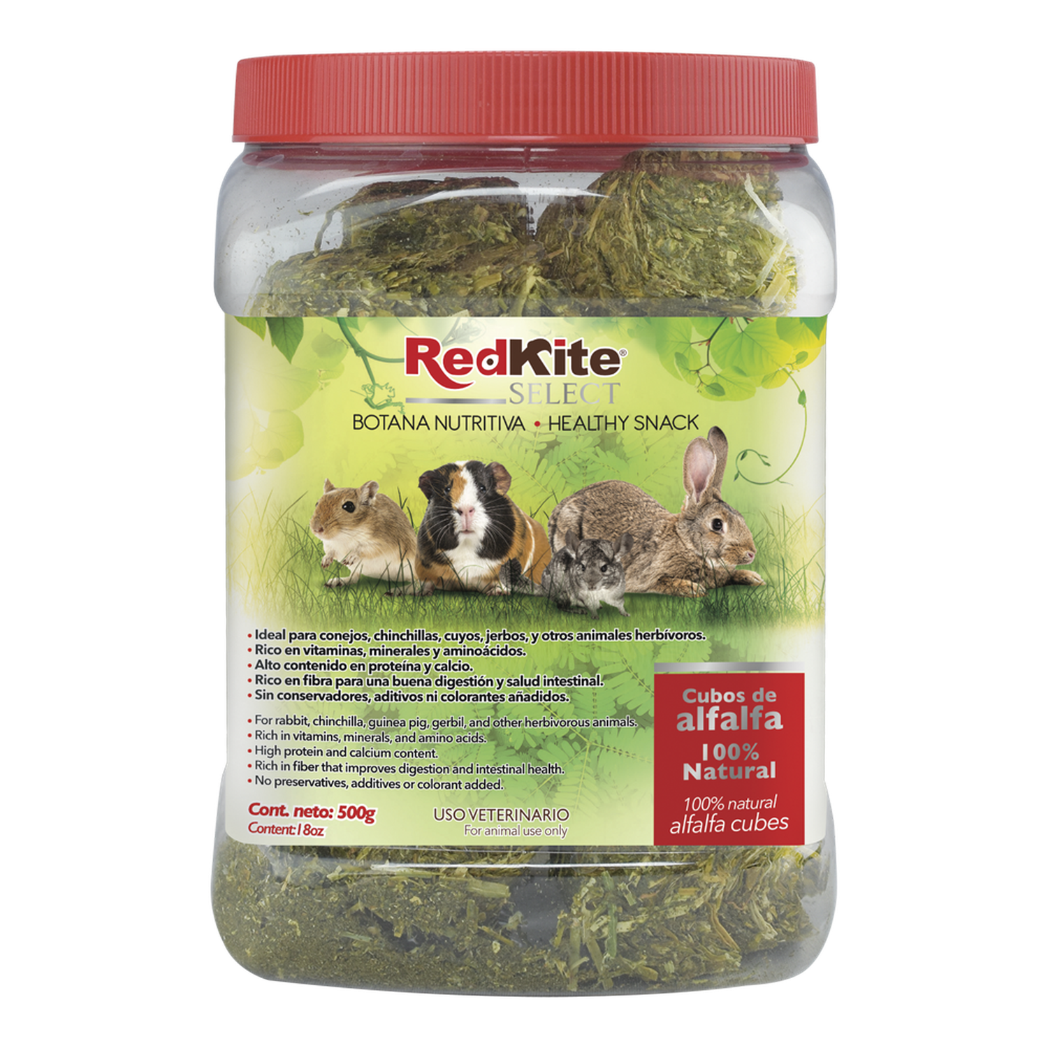 Cubos De Alfalfa conejos, chinchillas, cuyos, jerbos 500g de Red Kite | G.Valkyria - imagen 1