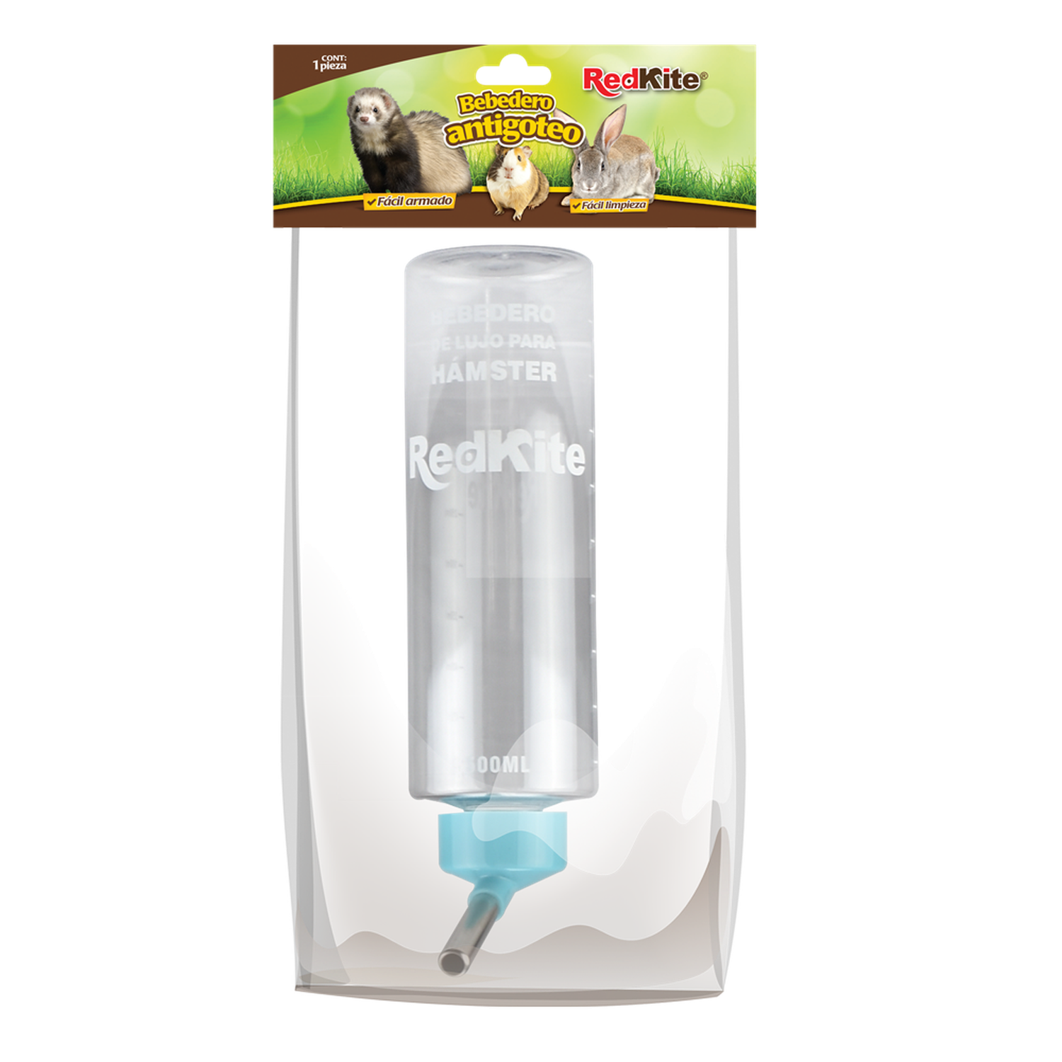 Redkite bebedero antigoteo para cuyo conejo hamster 500 ml de Red Kite | G.Valkyria - imagen 3
