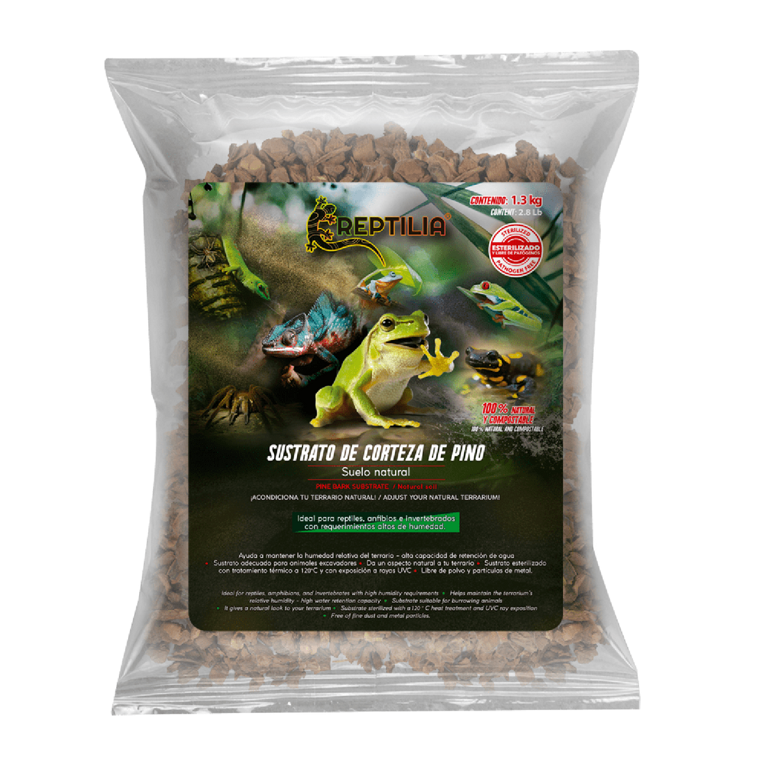 Reptilia Sustrato Corteza De Pino 1.3 Kg reptiles y anfibios | G.Valkyria - imagen 1