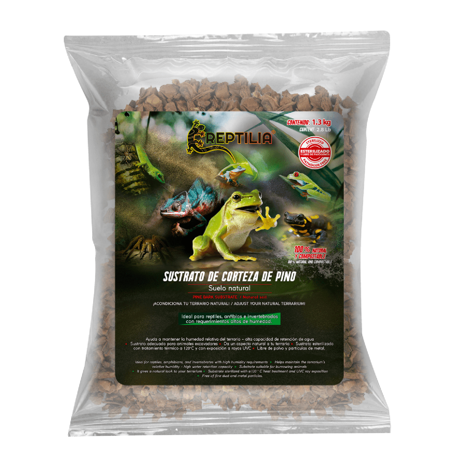 Reptilia Sustrato Corteza De Pino 1.3 Kg reptiles y anfibios | G.Valkyria - imagen 1