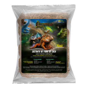 Reptilia Sustrato De Coco 100% Fibra reptiles y anfibios 8L | G.Valkyria - imagen 1
