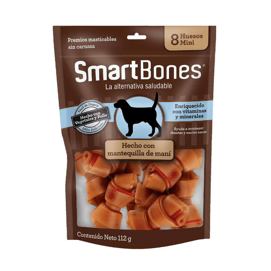 SmartBones premio para perro Hueso Cacahuate Mini 8 pzs | G.Valkyria - imagen 1