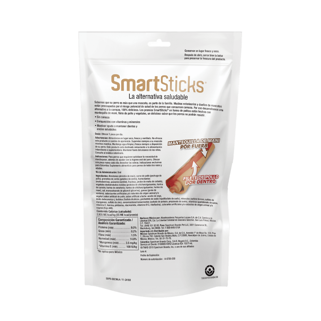 SmartBones premio para perro Sticks Cacahuate 5 Palitos | G.Valkyria - imagen 1