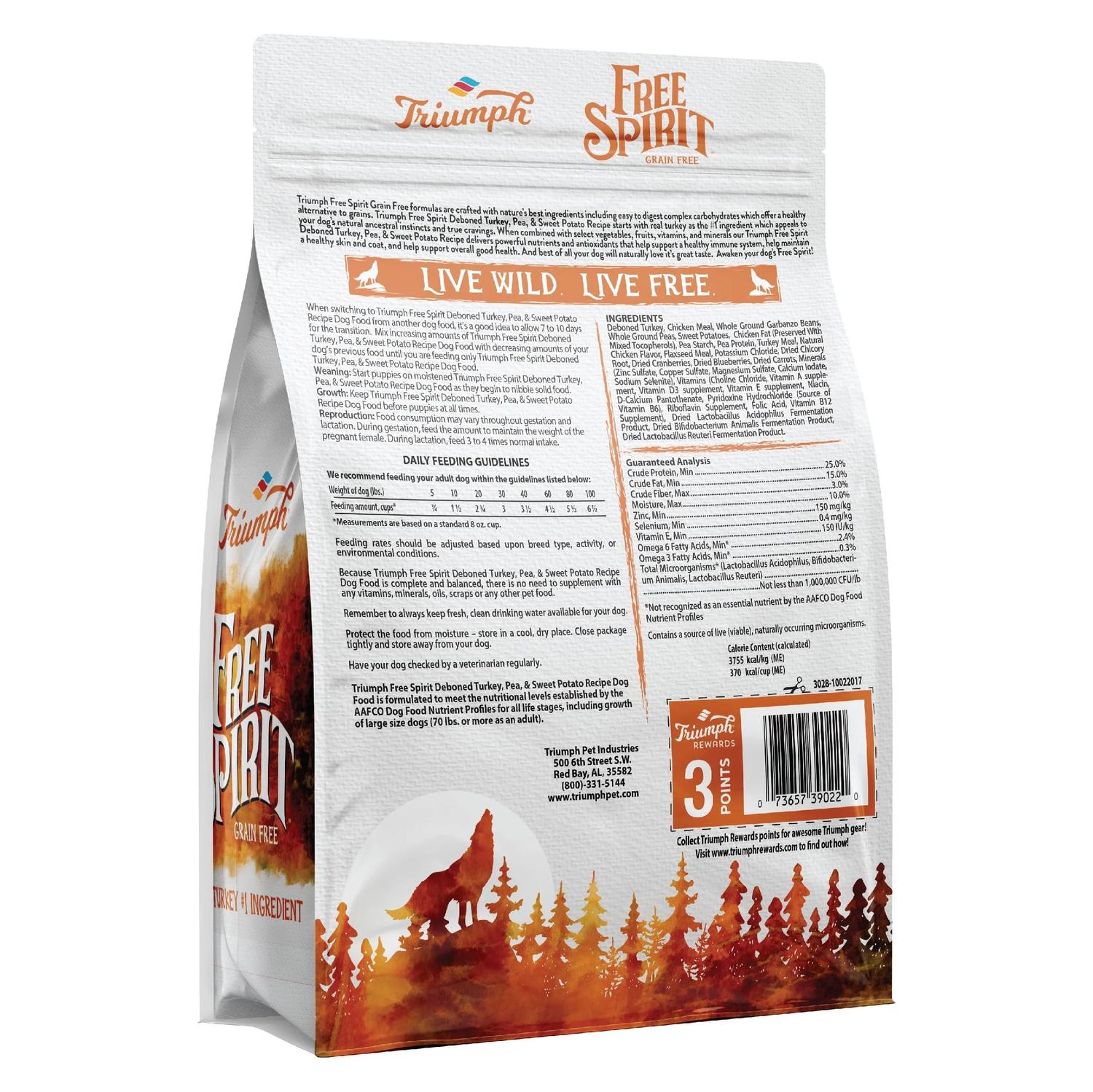 Triumph Free Spirit alimento Perro Adulto Pavo Camote 1.36kg | G.Valkyria - imagen 2