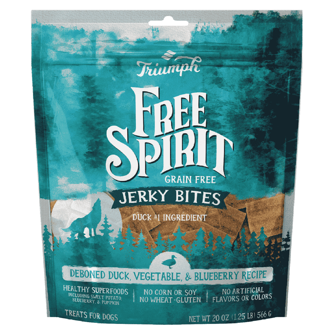 Triumph Free Spirit Jerk Bites Premios Perro Pato Mora 566g | G.Valkyria - imagen 1
