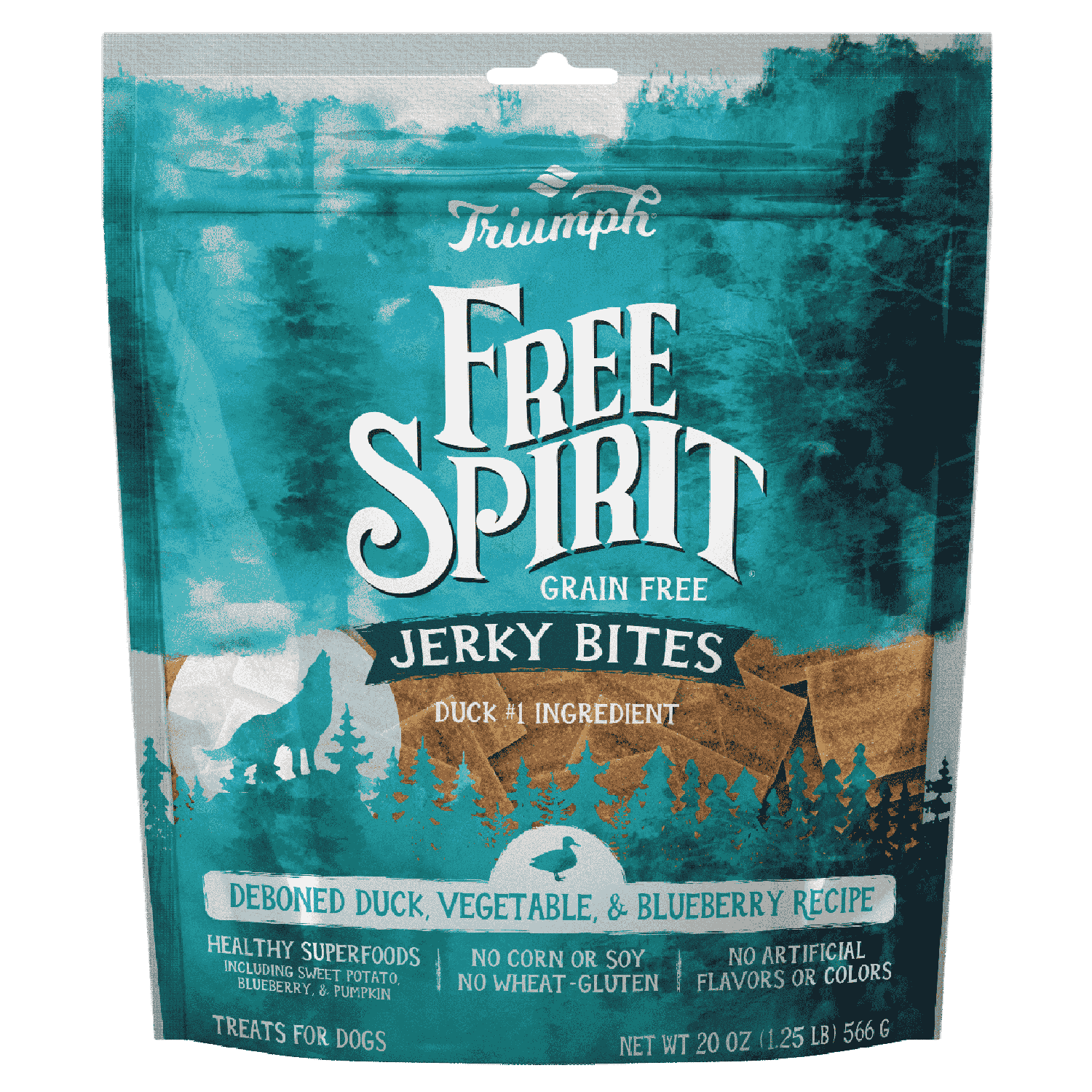 Triumph Free Spirit Jerk Bites Premios Perro Pato Mora 566g | G.Valkyria - imagen 1