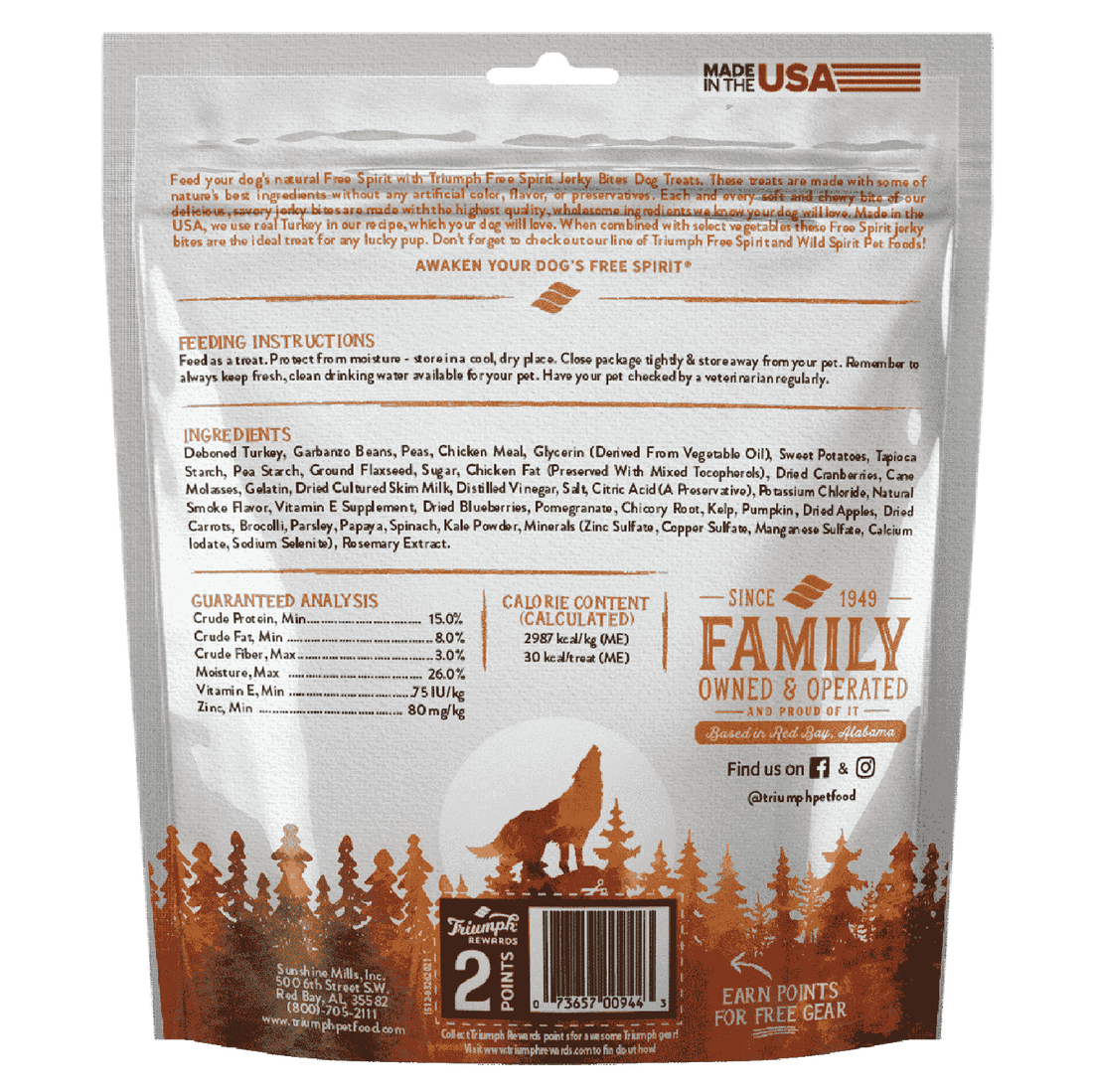 Triumph Free Spirit Jerk Bites Premios Perro Pavo 566g | G.Valkyria - imagen 1
