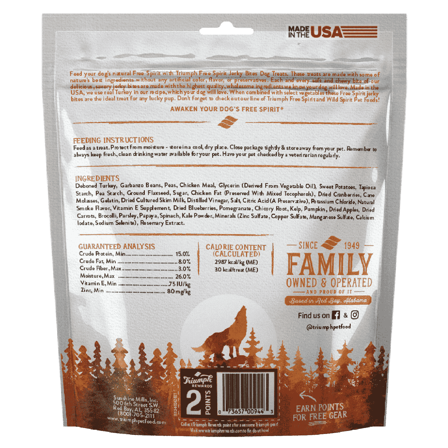 Triumph Free Spirit Jerk Bites Premios Perro Pavo 566g | G.Valkyria - imagen 2