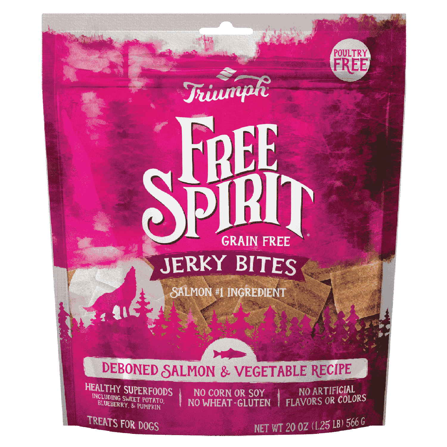 Triumph Free Spirit Jerk Bites Premios Perro Salmón 566g | G.Valkyria - imagen 1