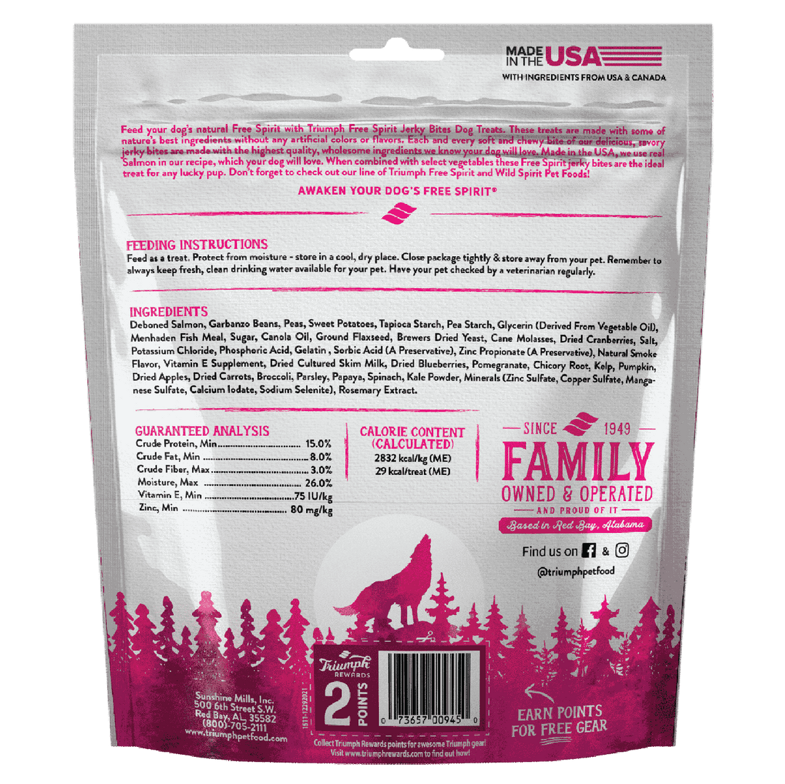 Triumph Free Spirit Jerk Bites Premios Perro Salmón 566g | G.Valkyria - imagen 1