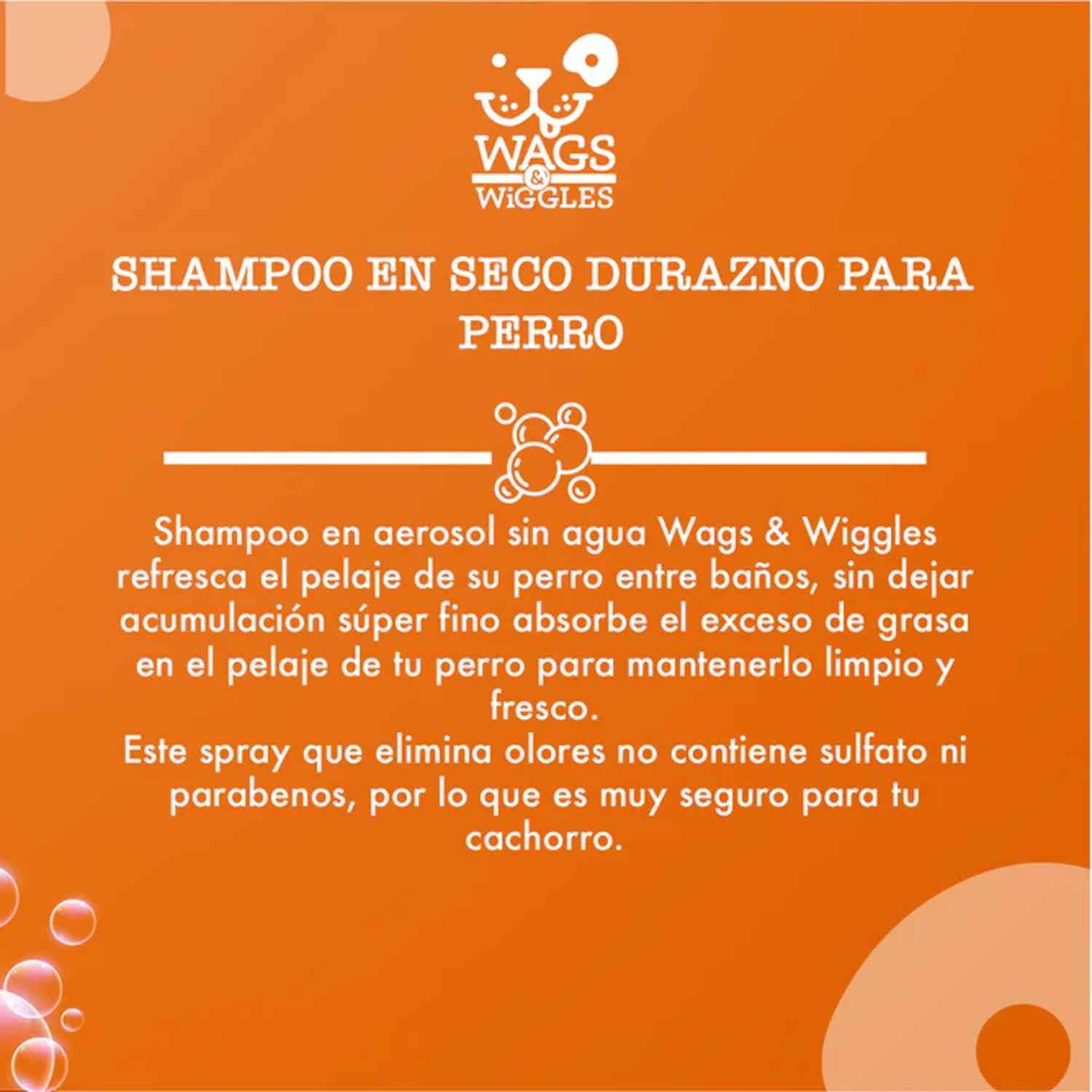 Wags & Wiggles Shampoo seco perros quita grasa melocotón 198g de Wags and Wiggles | G.Valkyria - imagen 3